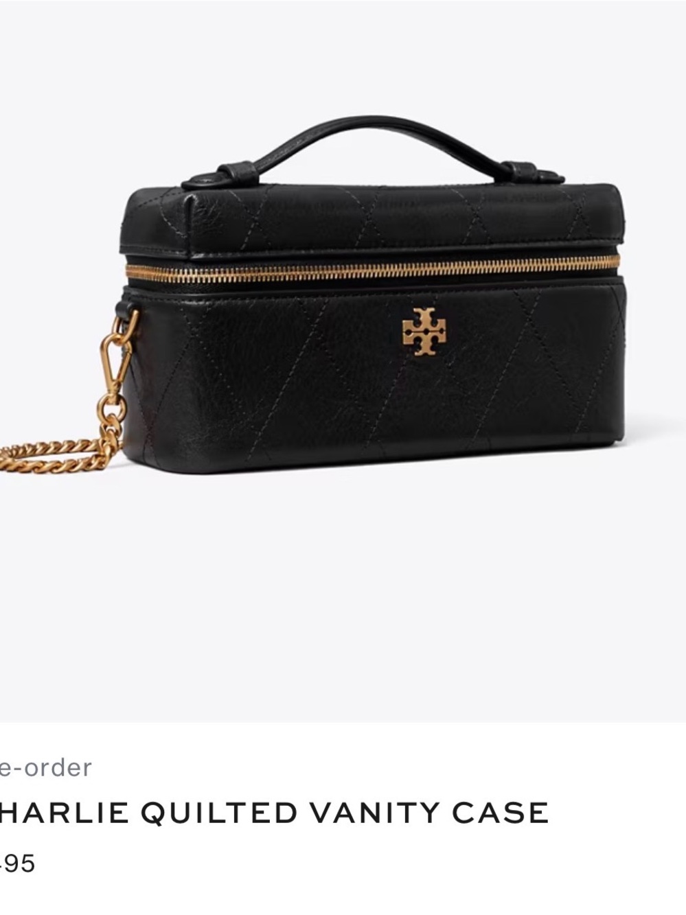Tory Burch Black CHARLIE QUILTED VANITY CASE - Picture 2 of 5